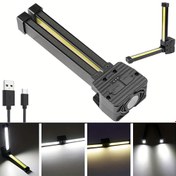 Resim Şarj Edilebilir LED İş Işıkları, 5 Modlu Katlanabilir Fener, Manyetik Asma Kancası, 500 Lümen, Kamp, Araba Tamiri, Atölye, Acil Durumlar için Type-C USB Şarj, Şarj Edilebilir Fener 