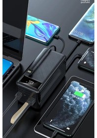 Resim 80.000 Mah Powerbank 4 Usb Micro Type-c Lıghtnıng Girişli El Fenerli Taşınabilir Şarj Aleti Siyah 