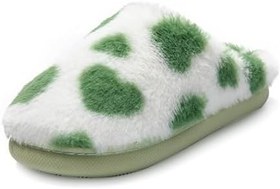 Resim JOMIX Kışlık ev terliği, kadın, kalp, pelüş terlik, sıcak tutar, iç mekan için, Yeşil., 38 EU 