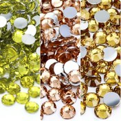 Resim Şampanya, Limon Sarısı ve Altın Renklerinde, 2-6Mm Boyutlarında, Tırnak Sanatı, Giyim ve El Yapımı DIY Projeleri için Düz Sırtlı Reçine İncileri 