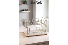 Resim Iki Katlı Modüler Bulaşıklık - Beyaz Tabaklık Organizer 