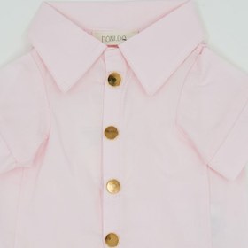 Resim Pembe Köpek Gömlek - Gold Düğmeler ve Cep Detaylı - XXL 
