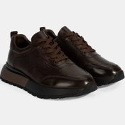 Resim Desa Erkek Kahve Bağcıklı Kalın Tabanlı Deri Sneaker 