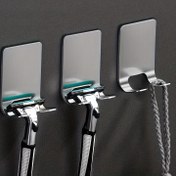 Resim 2'li Paslanmaz Çelik Jilet Tutucu, Duvar Monte, Delmesin, Banyo için Yapışkan Jilet Standı 