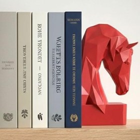 Resim Dekoratif Kitap Tutucu Kübit At Figürlü Biblo Kırmızı 