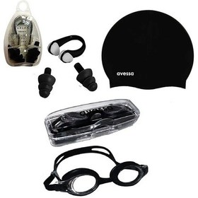 Resim Avessa 3'lü Çocuk Yüzücü Gözlüğü + Bone + Kulak Burun Tıkacı Beyaz 