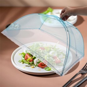 Resim Omilife Gıda Koruyucu Şemsiye 65x65 cm Yiyecek Sinek Koruyucu Tül Cibinlik Pratik Katlanabilir Masa Üstü Koruma 