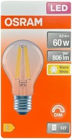 Resim Osram Value CLA 60D LED Ampul, 6,5W, E27, Warm White, Dimli, 5 Adet 