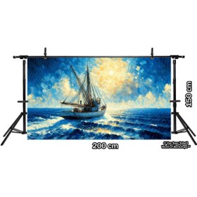Resim Venspor Gün Doğumunda Balıkçı Teknesi Manzaralı Arkaplan, 200x150cm Fon Duvar Örtüsü 