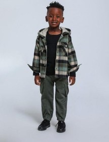 Resim Erkek Çocuk Ekose Desenli Kapüşonlu Ceket-14269 Yeşil 