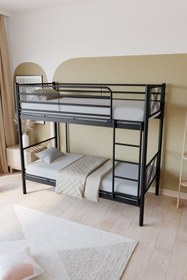 Resim FANO Mix Premium Metal Ranza 90x200 Yatak Uyumlu Siyah Ayrılabilir Ranza Karyola 