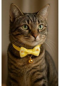 Resim Mıt Kedi Boyun Tasması Papyonlu Sarı 