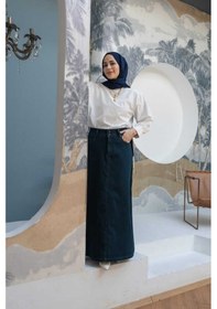 Resim 2254-denim Klasik Etek Petrol Petrol 