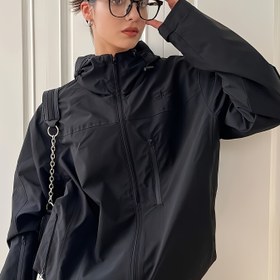 Resim Düz Renk Fermuarlı Kapüşonlu Ceket, Bahar ve Sonbahar için Rahat Uzun Kollu Rüzgar Geçirmez Ceket, Kadın Giyim 