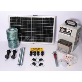 Resim Elektrikli Çit 24ah-set8 Domuz Kovucu Cihazı 50 Watt Paneli 1000metre Örgü-demir 