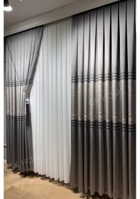 Resim Lüks Gece Parıltısı Füme Gri Pano Fon Perde Sık Pile Tek Kanat Füme 