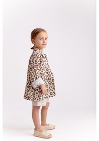 Resim Oliven The Kid Unisex Leopar Müslin Ceket Ekru 