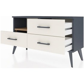 Resim Arges Şifonyer Tek Raflı 3 Çekmeceli 88x30x48 Antrasit-çam/aytaşı Çam/aytaşı 