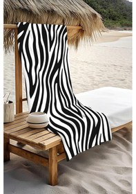 Resim Dijital Baskı Plaj Deniz Havlusu Zebra Desenli Peştamal Hvl0186 Renkli 