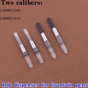 Resim 6 Adet Dolma Kalem Mürekkep Dispenserleri 3.4mm & 2.6mm Kalibreli - Şeffaf Görünür Mürekkep Seviyesi, Bükme Kapama, Pürüzsüz Yazım için Dayanıklı Plastik - Ofis ve Okul Malzemeleri 