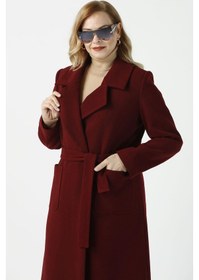 Resim Moda Berray 904 Bordo Mono Yaka Torba Cepli Kaşe Kaban Bordo 
