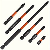 Resim 6'lı Endüstriyel PH2 Manyetik Tornavida Ucu Seti, S2 Alaşımlı Çelik, Kaymaz Tutuş, 1/4" Altıgen Sap, Güçlü Manyetizma, Uzunluklar 25-150mm 