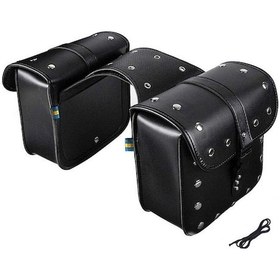 Resim Samdoo "yüksek Kapasiteli Motosiklet Yan Çantası Seti - Su Geçirmez Pu Deri, Çiftli Paket" Siyah 