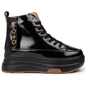 Resim Deery Kadın Rugan Siyah High Top Sneaker 
