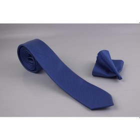Resim Demfashion Özel Desenli Kravat Mendil Seti - Mavi (533048936) Mavi 