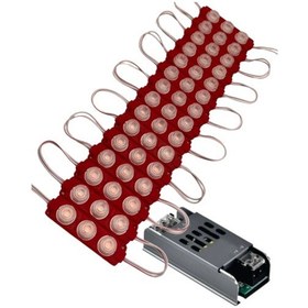 Resim 20 Adet 12 Volt 3 Watt 3 Lensli Kırmızı 3030 Smd Led Modül 5a Slim Trafo Set 