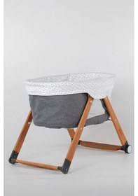 Resim Kiwi Sleeper Anne Yanı Beşik, Portatif, Sallanır, Katlanır, Tekerlekli Bebek Beşiği - Luna Desen Gri 