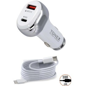 Resim Tonex Ta-41w Pd + Usb-a Type-c To Type-c Kablolu Araç İçi Şarj Aleti - 