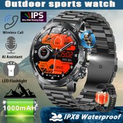 Resim 2025 Yeni Erkek Outdoor Spor Saati: 1000mAh Süper Büyük Pil, Uzun Ömürlü Güç Kaynağı, LED El Feneri, 1.7 İnç Yüksek Çözünürlük Ekran, Kablosuz Çağrı, IPX8 Suya Dayanıklı ve Çoklu Spor Modları Desteği 