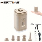 Resim LED Işık ile Kablosuz Mini Hava Pompası - USB Şarj Edilebilir, Otomatik Taşınabilir Hava Kompresörü, Kamp, Plaj ve Seyahat için - Kompakt ve Dayanıklı ABS Malzeme, Otomatik Çalışma, Piller Dahil Değil, Kamp Aksesuarı 