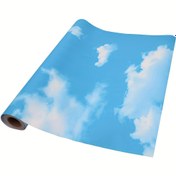 Resim 45Cm Geniş Çıkar ve Yapıştır Kontak Kağıdı 1 Rulo, Kendinden Yapışkanlı PVC Duvar Kağıdı - Su Geçirmez, Çıkarılabilir, Vinil Mavi Gökyüzü Bulut Desenli Duvar Kağıdı, Duvar Dekorasyonu Mobilya Yenileme Etiketleri, Yatak Odası Oturma Odası Arka Plan Duvar Kağıdı, DIY Estetik Duvar Kağıdı, Tek Rulo Uzunluk - 3/5/10 Metre 