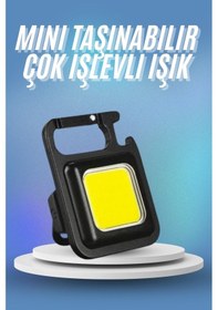Resim Işıldak Usb Şarjlı Cep El Feneri Taşınabilir Mini Led Işık Çok Fonksiyonlu Beyaz 
