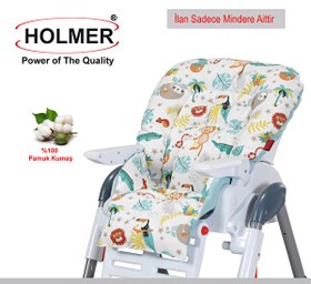 Resim Holmer Organik Mama Sandalyesi Minderi - Kılıfı - Kemer Deliksiz Su Yeşili 