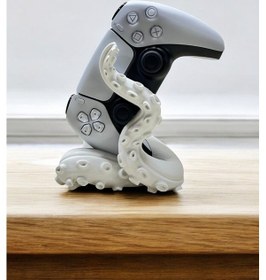 Resim Ps4/ps5 Uyumlu Konsol Standı Kol Tutucu Stand Joystick Standı 3d Baskı Ahtapot Şeklinde Beyaz 