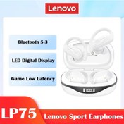 Resim Lp75 Beyaz Yeni Lenovo Lp75 Tws Spor Kulaklık Bluetooth 5.3 Kablosuz Kulaklıklar Su Geçirmez Hifi Stereo Gürültü Azaltma Mikrofonlu Kulaklıklar 