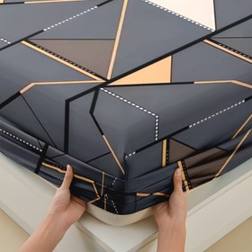 Resim 3 parça %100 Polyester Fırçalanmış Baskılı Yatak Odası Ev Otel Açık Bej Dostu Yumuşak Rahat Çarşaf Takımı Bir Lastikli Çarşaf + İki Yastık Kılıfı (Yastık Dahil Değildir) 