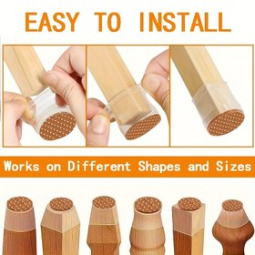 Resim 4 adet Yuvarlak Şeffaf Masa ve Sandalye Bacak Koruyucuları ile Işık Kahverengi Keçe Pedleri - Sessiz, Kaymaz, Gürültü Azaltan Mobilya Bacak Kapakları, Sert Ahşap Zeminler için Dayanıklı Silikon Malzeme, Kolay Kurulum, Farklı Şekiller ve Boyutlara Uygun, Mobilya Bacak Koruyucuları, Sert Ahşap Zemin Koruma, Modern Mobilya Aksesuarı, Pürüzsüz Yüzey Bitişi 