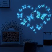 Resim 25 Karanlıkta Parlayan Mavi Kelebek Stickerları - Su Geçirmez, Çıkarılabilir Vinil Çıkartmalar Yatak Odası, Oturma Odası & Banyo Duvarları İçin 
