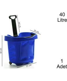 Resim Marketix Tekerlekli Plastik Market Alışveriş El Sepeti 40 Litre Mavi 1 Adet 