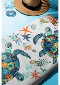 Resim Dijital Baskı Plaj Deniz Havlusu Kaplumbağa Desenli Peştamal Hvl0117 Renkli 