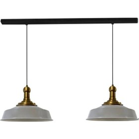 Resim Ikili Gri Asaletli Eskitme Long Knob Başlık Retro Sarkıt Lamba Restoran Salon Aydınlatma Gri 