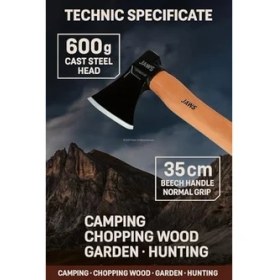 Resim Storemax Kamp Baltası, 600 Gram, Dökme Çelik Baş, 35 cm Kayın Sap, Isıl Işlemli, Elektrostatik Toz Boyalı, Normal Tutuş, Odun Kesme, Kamp, Bahçe, Av Kullanımı 