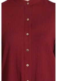 Resim Eliş Şile Bezi Kadın Şile Bezi Hakim Yaka Yazlık Tunik Bordo Brd Bordo 