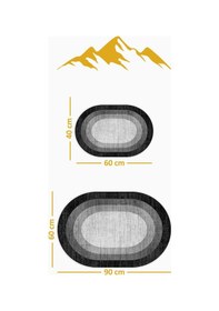 Resim Yıkanabilir Kaymaz Tabanlı Modern Desenli 2'li Banyo Paspas Takımı Obps0007 Renkli 
