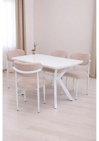 Resim Venedik Polo Mdf Lak Panel Açılır Mutfak Masa Sandalye Takımı 80 130cm beyaz 