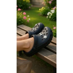 Resim Stil Shoes Kadın Cros Sabo Terlik Deniz Havuz Plaj Bahçe Terlik Burnu Kapalı Taşlı Aksesuarlı Terlik E014 